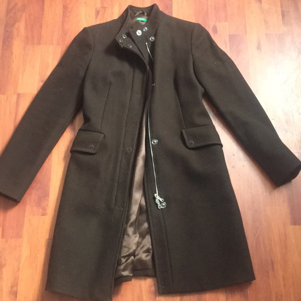 United colours of Benneton dark brown wool coat